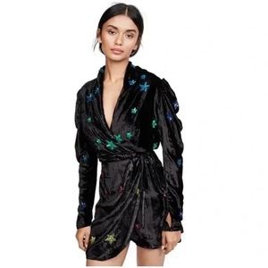 Rococo Sand Black Dress with Colorful Embroidery